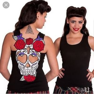 Lightly Worn Hell Bunny Sugar Skull tank 2x XXL
